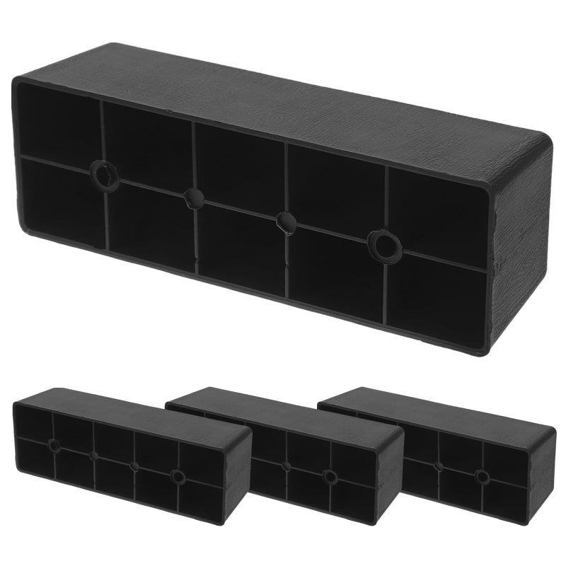 Black Plastic Furniture Risers 5cm Height 4pcs Set For Bed Sofa Table Legs - Image 2