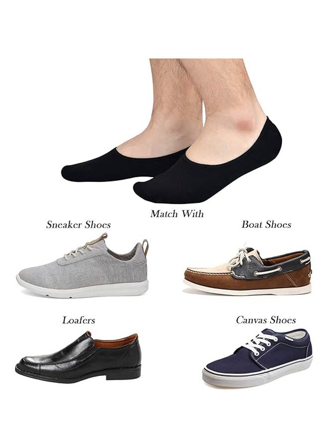 Mens Truly No Show Socks With Non Slip Grips Women Cotton Low Cut Socks for Loafer Sneakers Boat Shoes 6Pairs Black White Grey - Image 4