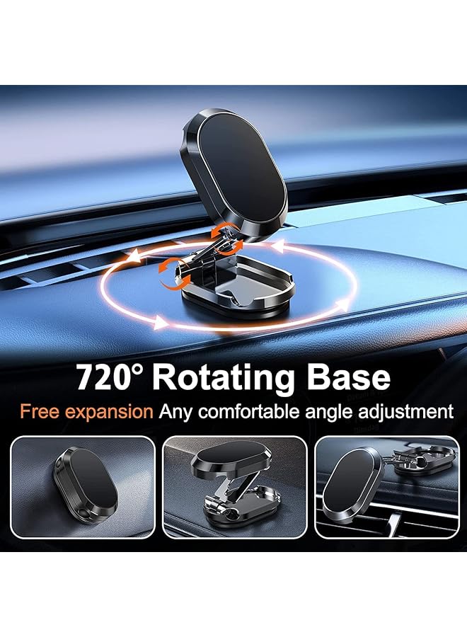 Excefore Car Magnetic Folding Phone Holder,【Super Magnet】【With 2 Metal Plates】Alloy Car Magnetic Phone Holder,【720° Rotation】 Universal Dashboard Car Holder Fit For Iphone,Samsung And Other Phones (Silver) - Image 5