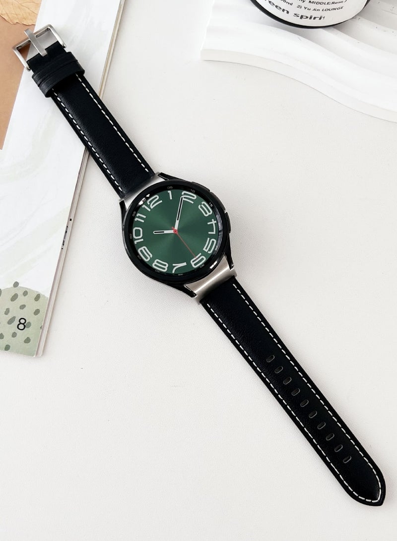 Motim Classic Leather Watch Band Replacement Strap 20mm, Watch Bands Compatible with Samsung Galaxy Watch 7/6/5/4, 40/44mm Replacement Band - Image 3