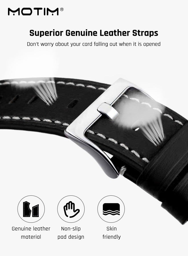 Motim Classic Leather Watch Band Replacement Strap 20mm, Watch Bands Compatible with Samsung Galaxy Watch 7/6/5/4, 40/44mm Replacement Band - Image 5
