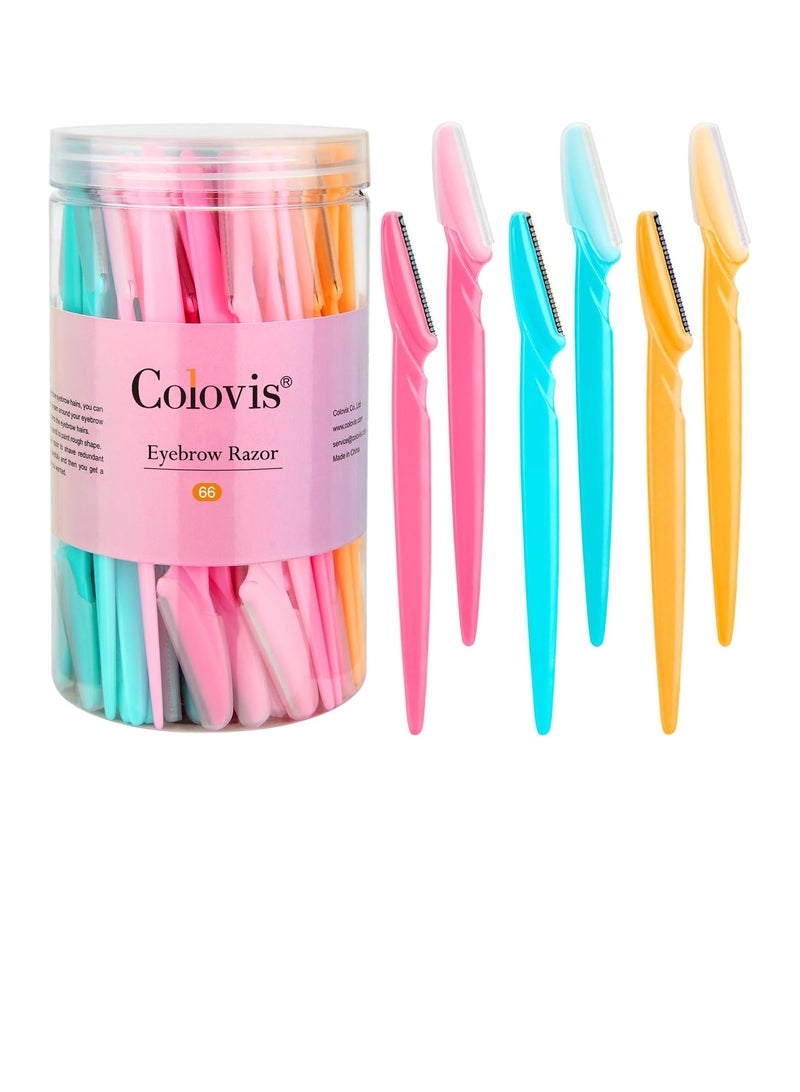 66 Eyebrow Razor and Face Razor for Women and Men, Eyebrow Hair Trimmer and Shaver with Protective Cover,Safe and Newbie Friendly - Image 1