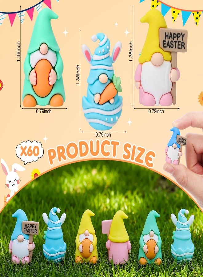 Kathfly 60pcs Easter Mini Gnomes Figures Tiny Fairy Gnomes Egg Figurines for Easter Stuffers Little Gnome Statues to Hide Bunny Spring Miniature for Basket Stuffers Filler Gifts Party Favors Garden - Image 2