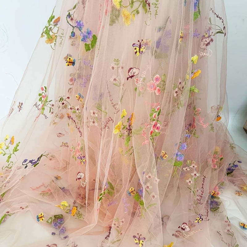Sage Green Embroidered Tulle 78.74 Inch Wedding Table Decoration For Banquet Bridal Veil Decor - Image 2