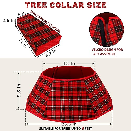 Blissun Fabric Christmas Tree Collar Skirt Willow Tree Ring for Christmas Decorations Red Black Plaid - Image 3