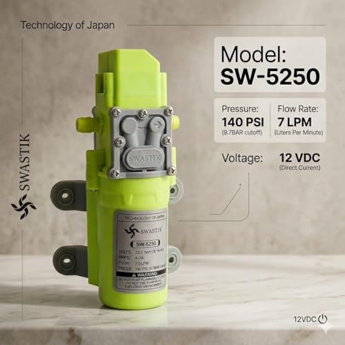 Swastik Water Pump High Pressure 12V Dc Water Pump Battery Sprayer Motor Single High Performance 12V Dc 140 Psi Used In Farm Agriculture Mist Spray, Car Bike Wash, Sanitizing, Ac Cleaning - Image 3