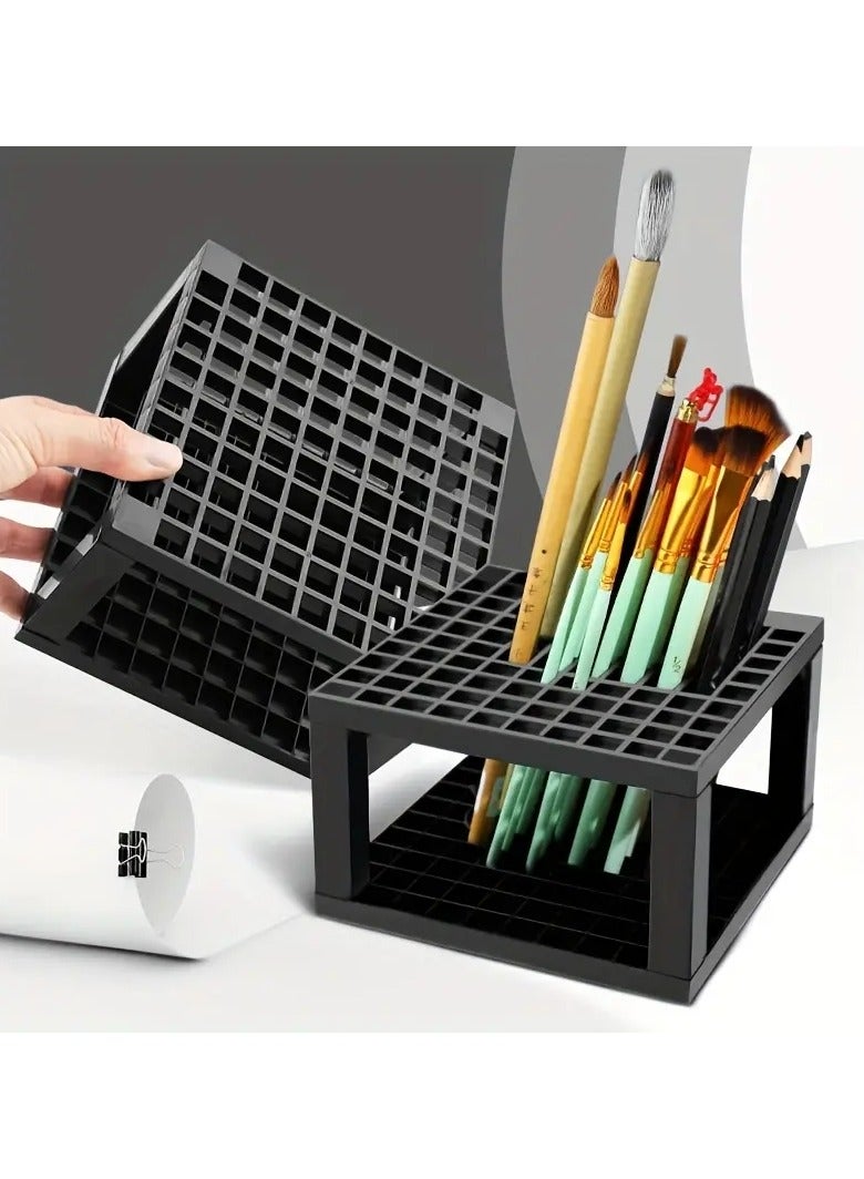 ORiTi 96 Holes Pencil Brush Holder Detachable Pencil Holder Organizer Storage Paint Brushes Markers Rack Black 1 PCS - Image 1