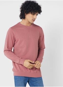 Slogan Embroidered Crew Neck Sweatshirt