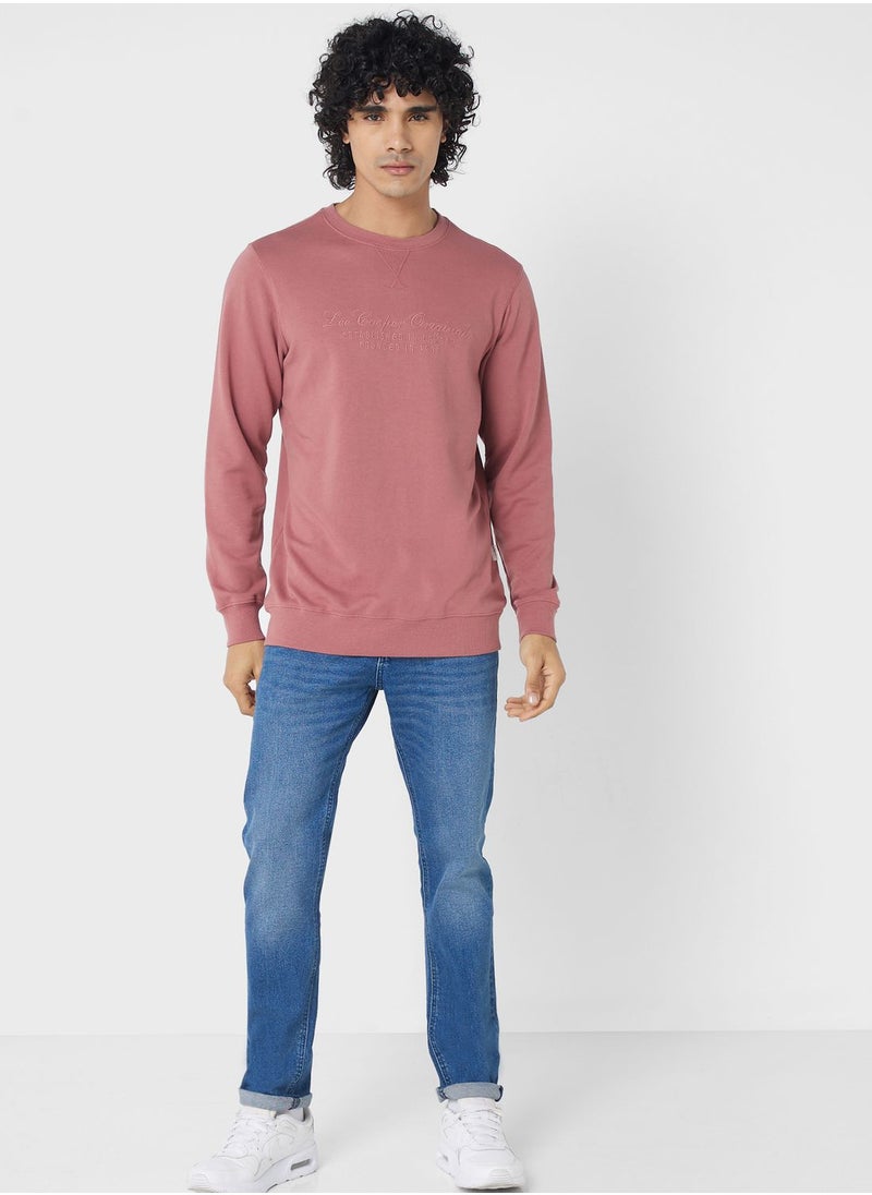 Lee Cooper - Slogan Embroidered Crew Neck Sweatshirt - Image 1