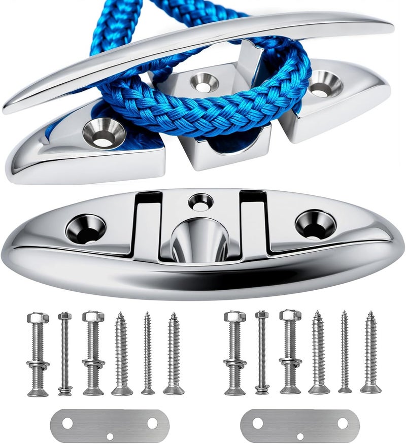 VEITHI 316 Stainless Steel Boat Folding Cleats Boat Dock Cleats 5/6/8.5 inch, Flip up Dock Cleat for Deck and Boat, Dock Cleats Folding Cleat Rope Cleat Boat Cleats with Fasteners (1,2,4,6 Pack) - Image 1