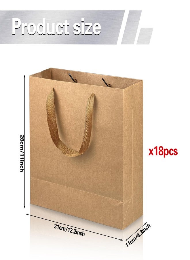 KEEPARTY 18 Pack Gift Bags with Handles Large Kraft Paper Shopping Bags Included 12.3"x 4.3"x 11" Gift Wrap Bags for Any Occasion and Small Business Use - Image 2