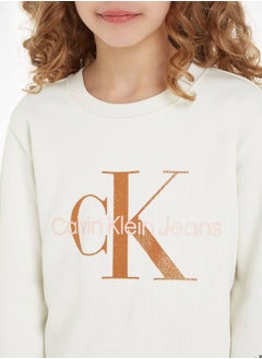 Calvin Klein Jeans Kids, Girls' Sweatshirt - Sportswear - Cotton , White - pzsku/ZDF527C6ADE1600526505Z/45/_/1723737165/1f3bf15c-2893-413b-a86d-3bb51623e4c7