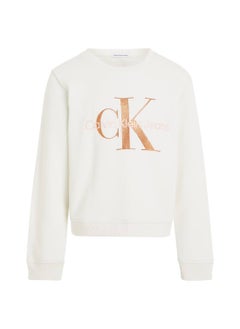 Calvin Klein Jeans Kids, Girls' Sweatshirt - Sportswear - Cotton , White - pzsku/ZDF527C6ADE1600526505Z/45/_/1723737177/115d1556-ad8b-4263-b569-396d9003fba2