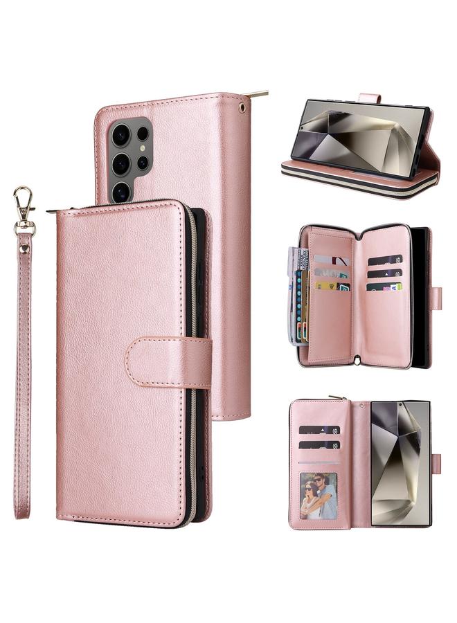 S-TOP Case For Samsung Galaxy S25 Ultra 5G 9-Card Slots Zipper Wallet Bag Leather Phone Case - Image 1