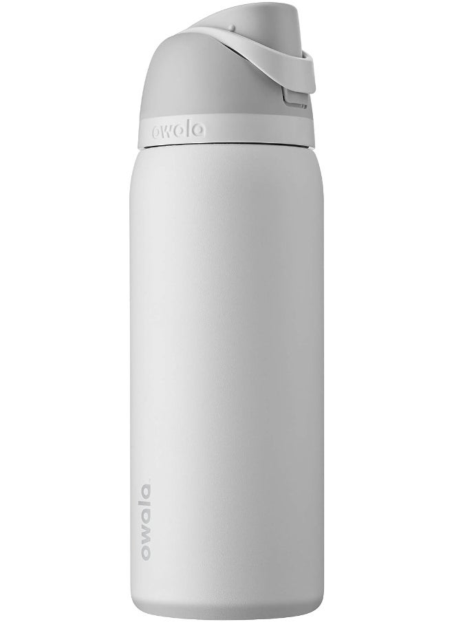 Owala FreeSip Insulated Stainless-Steel Water Bottle with Locking Push-Button Lid, 32-Ounce, Shy Marshmallow