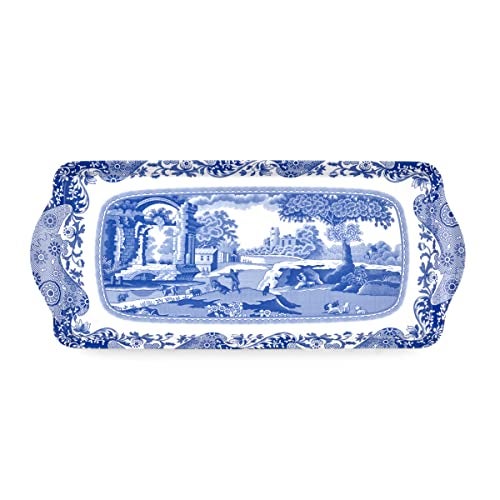 Pimpernel Spode Blue Italian Collection Sandwich Tray – (15.25" x 6.5") Rectangular Melamine Serving Piece with 18th Century Inspired Countryside Design, Decorative Kitchen & Dining for Snacks & Pastries - Image 1