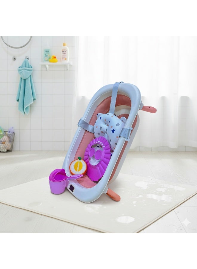 5-in-1 Foldable Baby Bathtub System with Digital Thermometer and Newborn Safety Kit