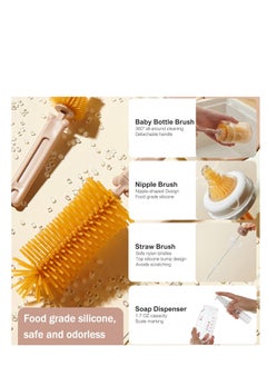 Rightsure Portable Travel Bottle Cleaning Set, 8 Pieces Silicone Baby Bottle Cleaning Brush Set with Baby Bottle Brush Straw Brush for Cleaning, Soap Dispenser and Storage Box, Drain Tray  - Image 4