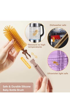 Rightsure Portable Travel Bottle Cleaning Set, 8 Pieces Silicone Baby Bottle Cleaning Brush Set with Baby Bottle Brush Straw Brush for Cleaning, Soap Dispenser and Storage Box, Drain Tray  - Image 5