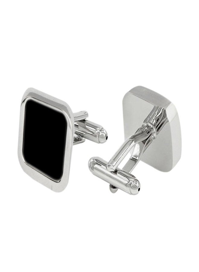 STRIPES® Essentials Silver and Black Men Cuff Links - Image 1