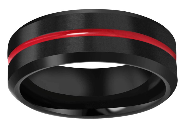 CROWNAL 8mm Thin Red Groove Black Brushed Tungsten Carbide Wedding Band Ring Comfort Fit Engraved I Love You Size 5 To 17 (8mm,10) - Image 3
