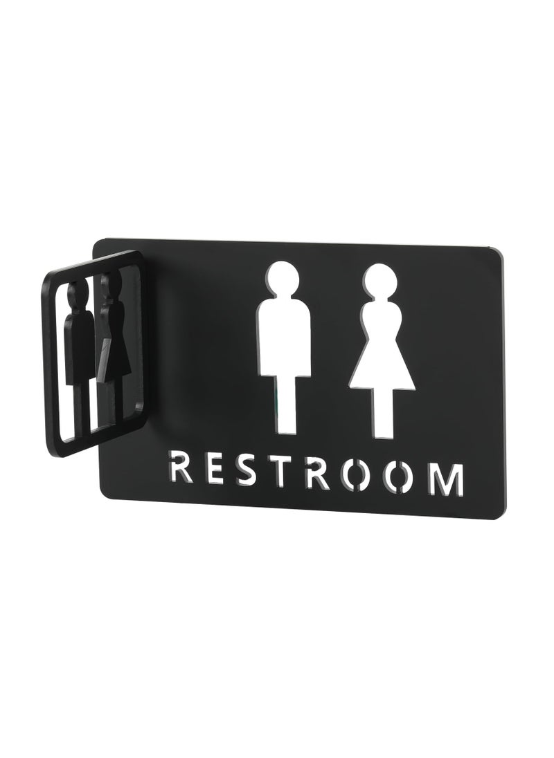 SYOSI Restroom Signs, Hollow Acrylic Adhesive Backed Men's and Women's Bathroom Sign Bathroom Door Signs, Toilet Signs for Business, Bathroom Signage (Black)  - Image 1