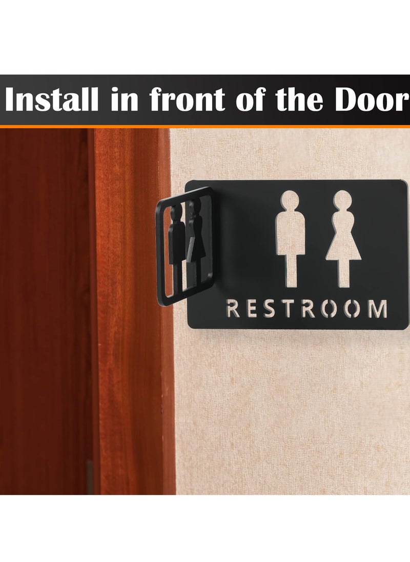 SYOSI Restroom Signs, Hollow Acrylic Adhesive Backed Men's and Women's Bathroom Sign Bathroom Door Signs, Toilet Signs for Business, Bathroom Signage (Black)  - Image 3