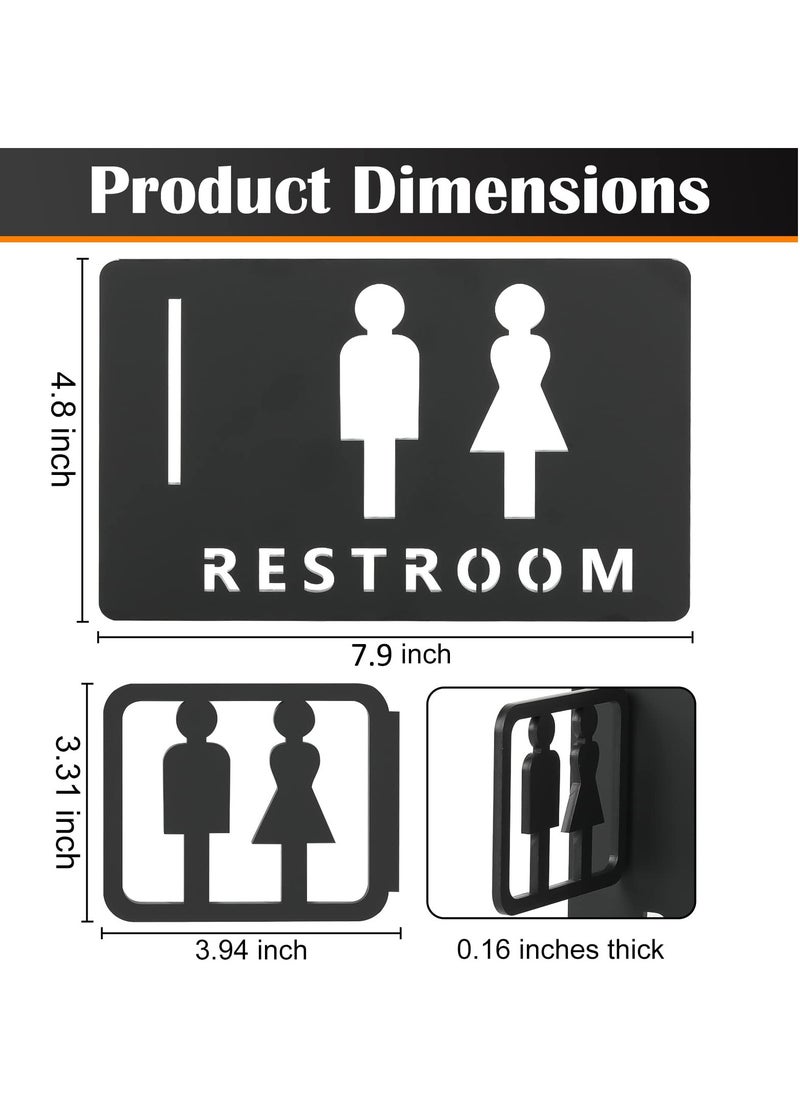 SYOSI Restroom Signs, Hollow Acrylic Adhesive Backed Men's and Women's Bathroom Sign Bathroom Door Signs, Toilet Signs for Business, Bathroom Signage (Black)  - Image 2