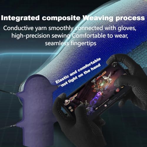 QPOIBSD Mobile Game Gloves, Ultra-Thin Mobile Gaming Gloves，Anti-Sweat Mobile Finger Sleeve Breathable for High-Ranking Players Mobile Game Streamer (Black Gold) - Image 5