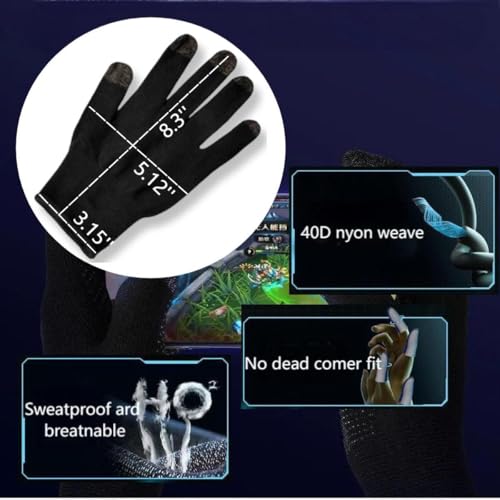 QPOIBSD Mobile Game Gloves, Ultra-Thin Mobile Gaming Gloves，Anti-Sweat Mobile Finger Sleeve Breathable for High-Ranking Players Mobile Game Streamer (Black Gold) - Image 3