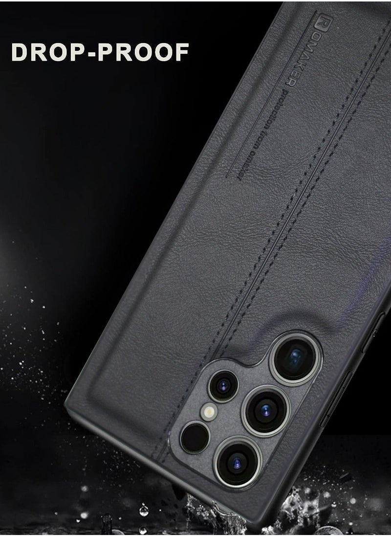 OMAKER Luxury PU Leather Shockproof Case Cover For Samsung Galaxy S23 Ultra 5G 2023 Black  - Image 4