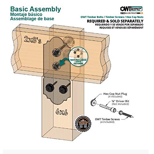OZCO Laredo Sunset 8" Post to Beam Flush Connector Heavy Duty Black Powder-Coated Steel Bracket for Wood Posts, Outdoor Beam Braces, Corner Brackets, Flush Brackets for Wood and Aluminum, 2-Pack - Image 3