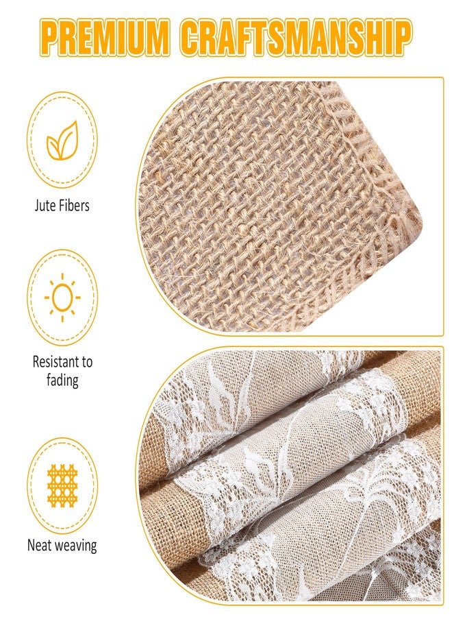 Chumia 12 Pcs 12 x 108 Inch Wedding Burlap Table Runners with White Lace Rustic Runner Decor Vintage Romantic Table Cloth Party Favors for Engagement Birthday Hotel Home Decor(Fresh Style) - Image 3