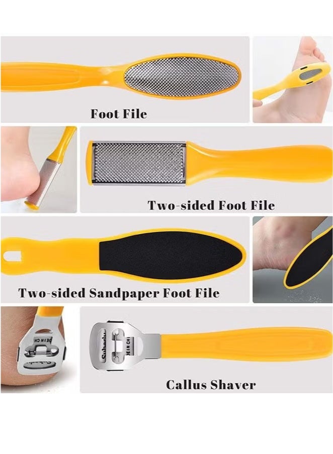 Hikma Beauty 10 Piece Professional Pedicure Foot Care Tool Set, Foot Rasp Dead Skin Remover Pedicure Kit (Yellow) - Image 3