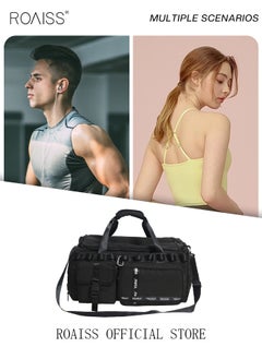 roaiss Large-Capacity Travel Bag Men's Short-Distance Luggage Backpack College Students Boarding Backpack Dry and Wet Separation Fitness Bag  - Image 4