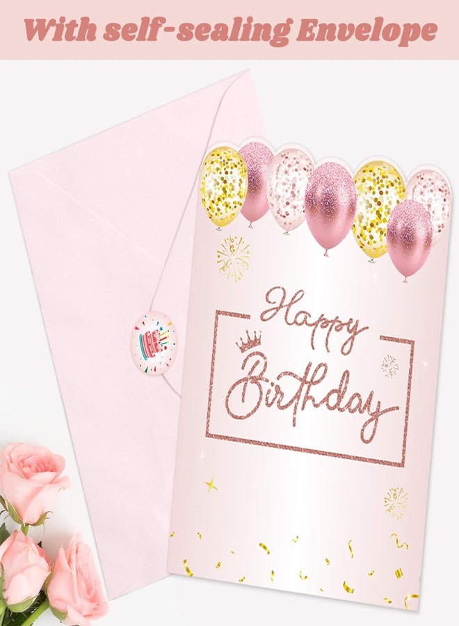 WNINK Jumbo Pink Birthday Card with Envelope, 22x14 Inch Extra Large Rose Gold Greeting Card for Women & Girls, Big Happy Birthday Guest Book & Party Decoration - Image 5