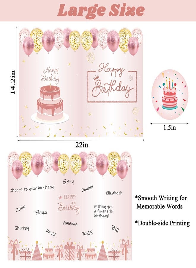 WNINK Jumbo Pink Birthday Card with Envelope, 22x14 Inch Extra Large Rose Gold Greeting Card for Women & Girls, Big Happy Birthday Guest Book & Party Decoration - Image 2