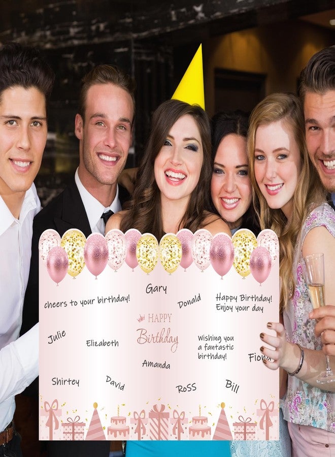 WNINK Jumbo Pink Birthday Card with Envelope, 22x14 Inch Extra Large Rose Gold Greeting Card for Women & Girls, Big Happy Birthday Guest Book & Party Decoration - Image 3