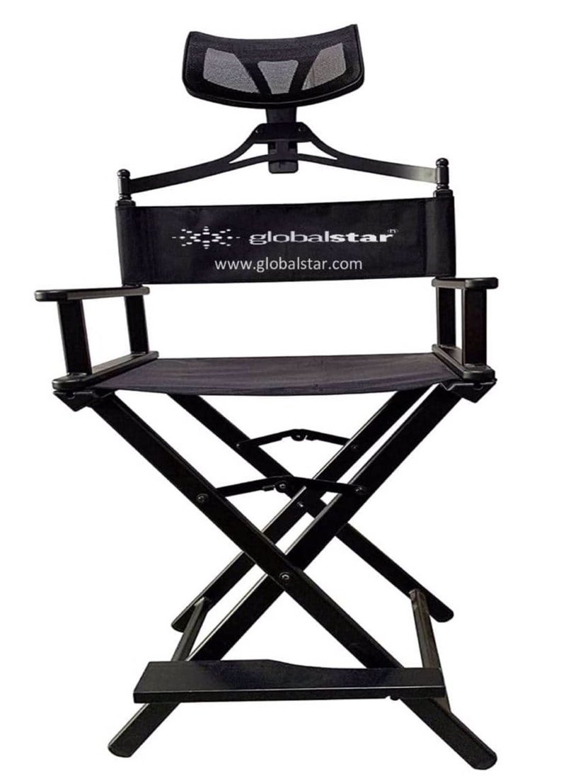 globalstar - Globalstar Foldable Tall Makeup Chair With Headrest Color Black MY739B - Image 1
