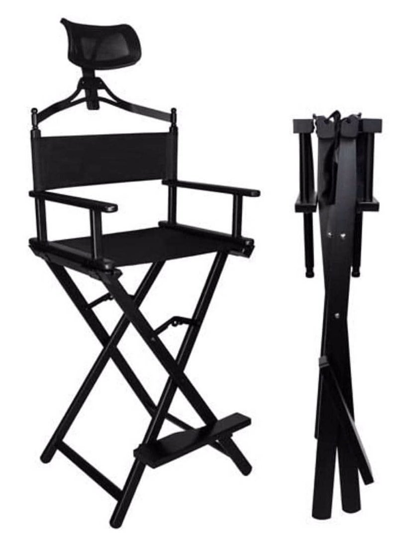 globalstar - Globalstar Foldable Tall Makeup Chair With Headrest Color Black MY739B - Image 1