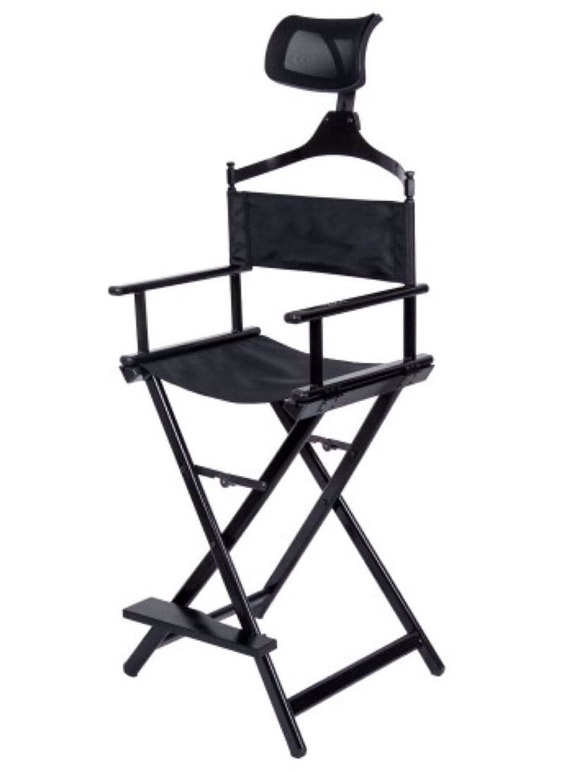 globalstar - Globalstar Foldable Tall Makeup Chair With Headrest Color Black MY739B - Image 1