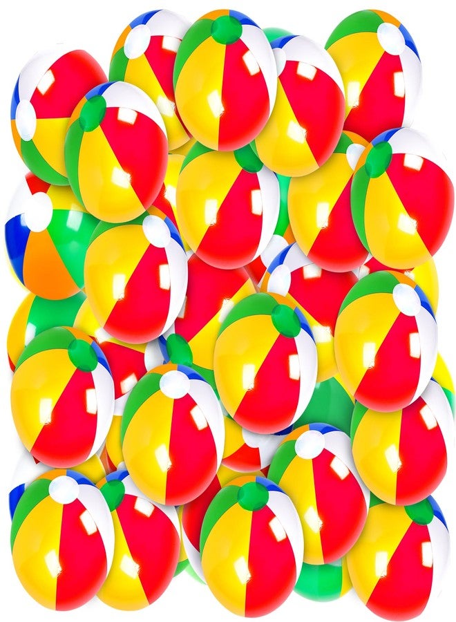 Coopay 40 Pack 16" Large Inflatable Beach Balls Classic Rainbow Swimming Pool Ball Birthday Beach Party Decoration Summer Water Games Gifts 16 to 12 Inches from Deflated to Inflated - Image 1
