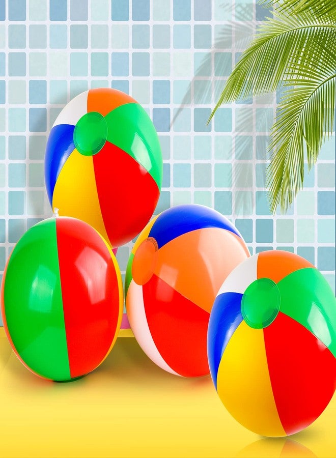Coopay 40 Pack 16" Large Inflatable Beach Balls Classic Rainbow Swimming Pool Ball Birthday Beach Party Decoration Summer Water Games Gifts 16 to 12 Inches from Deflated to Inflated - Image 2