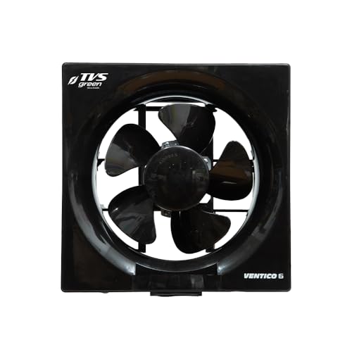 TVS GREEN Ventico 6 Ventilation Fan 150mm | High Suction 300 m³/hr |Silent Operation |Rust Proof ABS Body & Blades | Self Opening Louvers | Compact Design |Black | 3-year Warranty - Image 1
