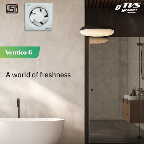 TVS GREEN Ventico 6 Ventilation Fan 150mm | High Suction 300 m³/hr |Silent Operation |Rust Proof ABS Body & Blades | Self Opening Louvers | Compact Design |Black | 3-year Warranty - Image 5