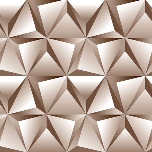 Heinriched 3D Geometric Wallpaper Decal, Self-Adhesive PVC Vinyl Wall Stickers, Brown/White, for Living Room, Hall, Kitchen 45 X 1000 CM (10 Meters) - Image 1