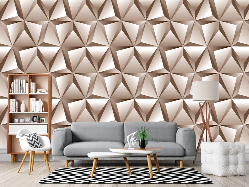 Heinriched 3D Geometric Wallpaper Decal, Self-Adhesive PVC Vinyl Wall Stickers, Brown/White, for Living Room, Hall, Kitchen 45 X 1000 CM (10 Meters) - Image 2