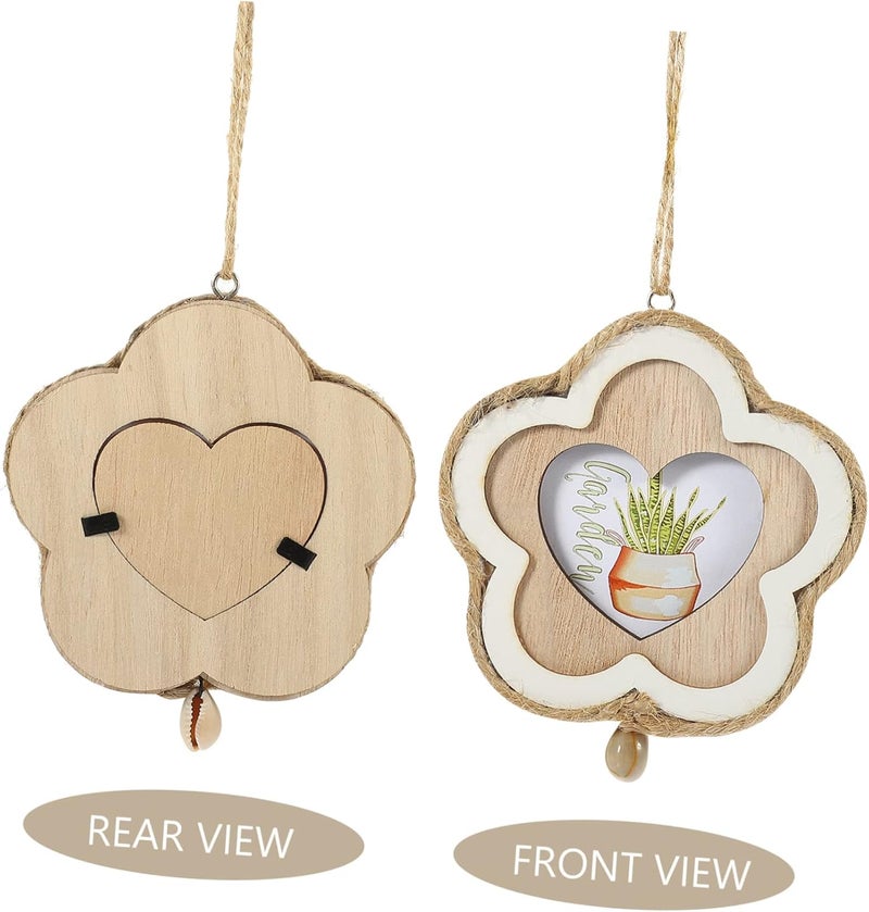 ORFOFE Wooden Picture Frame Ornament Unfinished Flower Shaped Photo Frame for Tiny House Decor for Crafts Wall Display and Holiday Decorations - Image 4