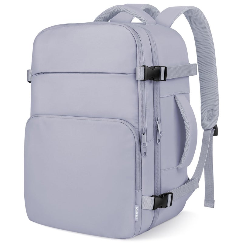 ZOMFELT Travel Backpack for Women Men Carry On Backpack TSA 156inch Laptop Backpack Flight Approved Personal Item Travel Bag Nurse Bag Casual Daypack for School Weekender Business Trip Purple - Image 2