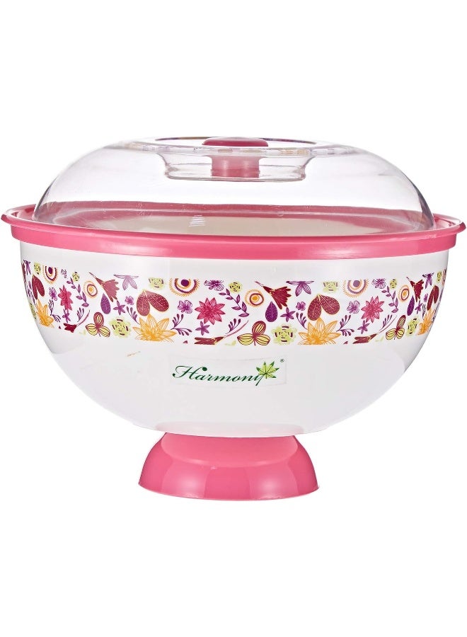 Harmony Salad Bowl With Base And Cover - 1350 Ml, White And Pink, Multi Color - Image 1